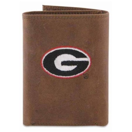 Zeppelinproducts ZeppelinProducts UGA-IWE2-CRZH-LBR Georgia Trifold Embroidered Leather Wallet UGA-IWE2-CRZH-LBR